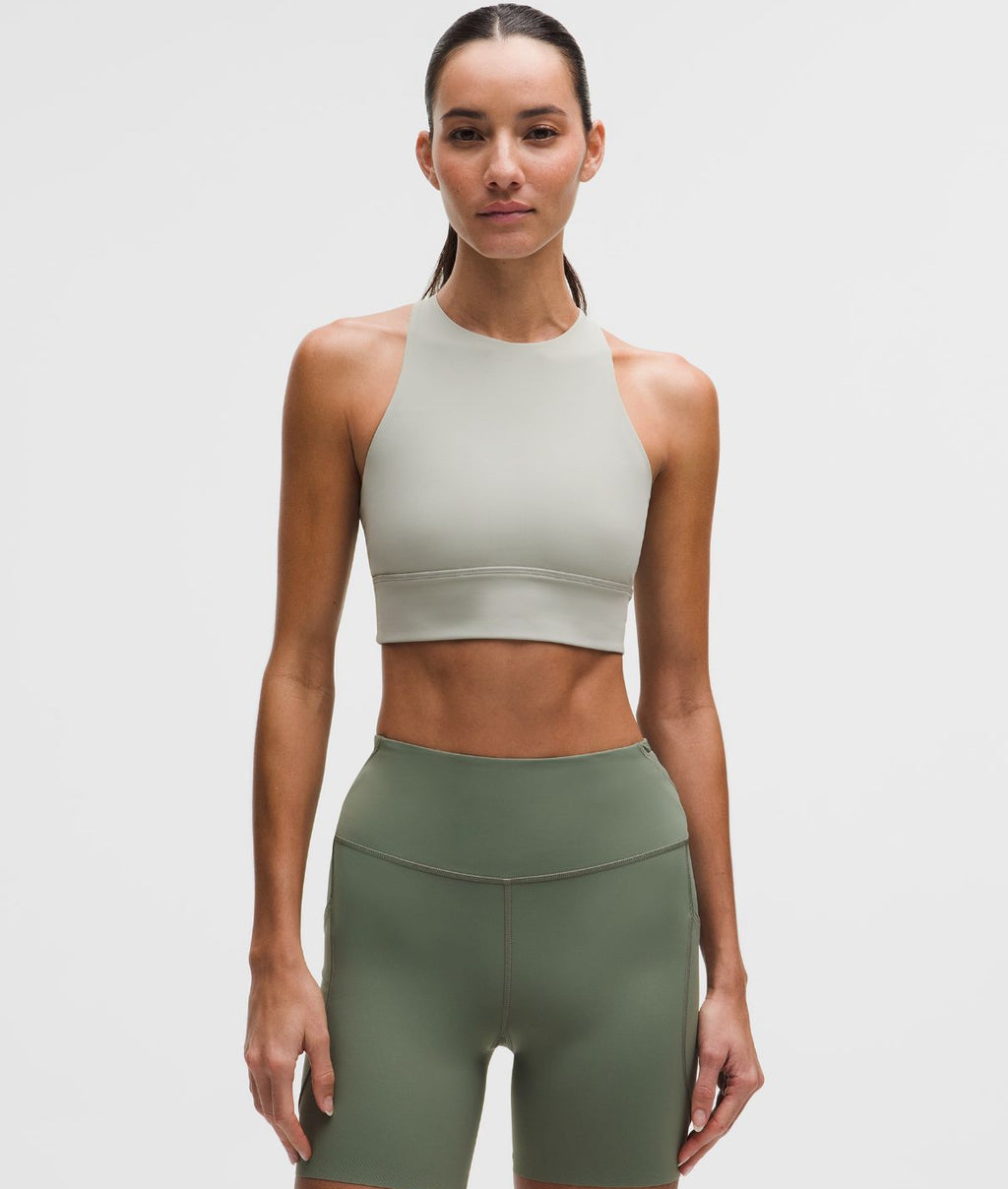 Energy High-Neck Longline Bra Medium Support B-D Cups Tough Jade Grey