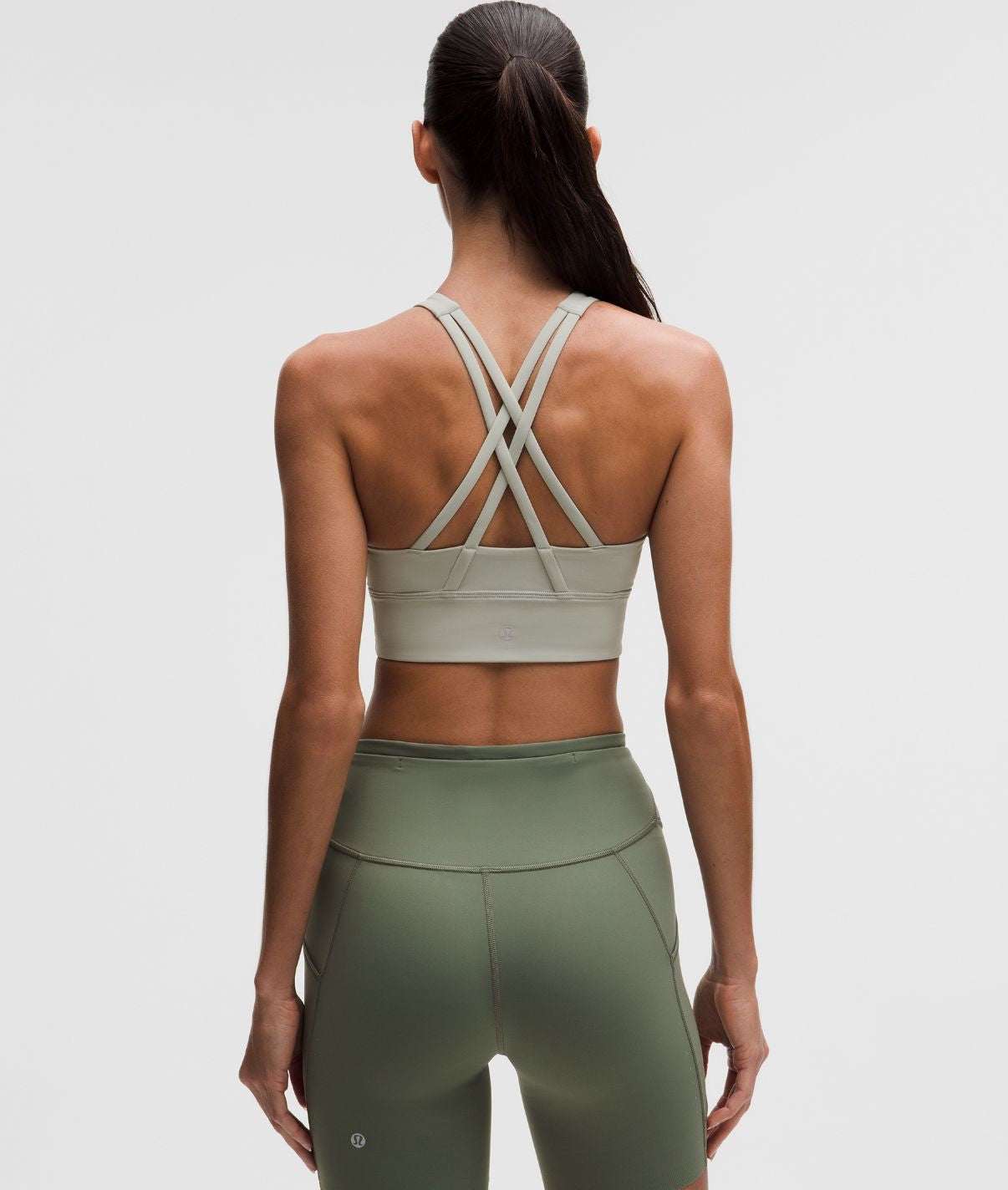 Energy High-Neck Longline Bra Medium Support B-D Cups Tough Jade Grey