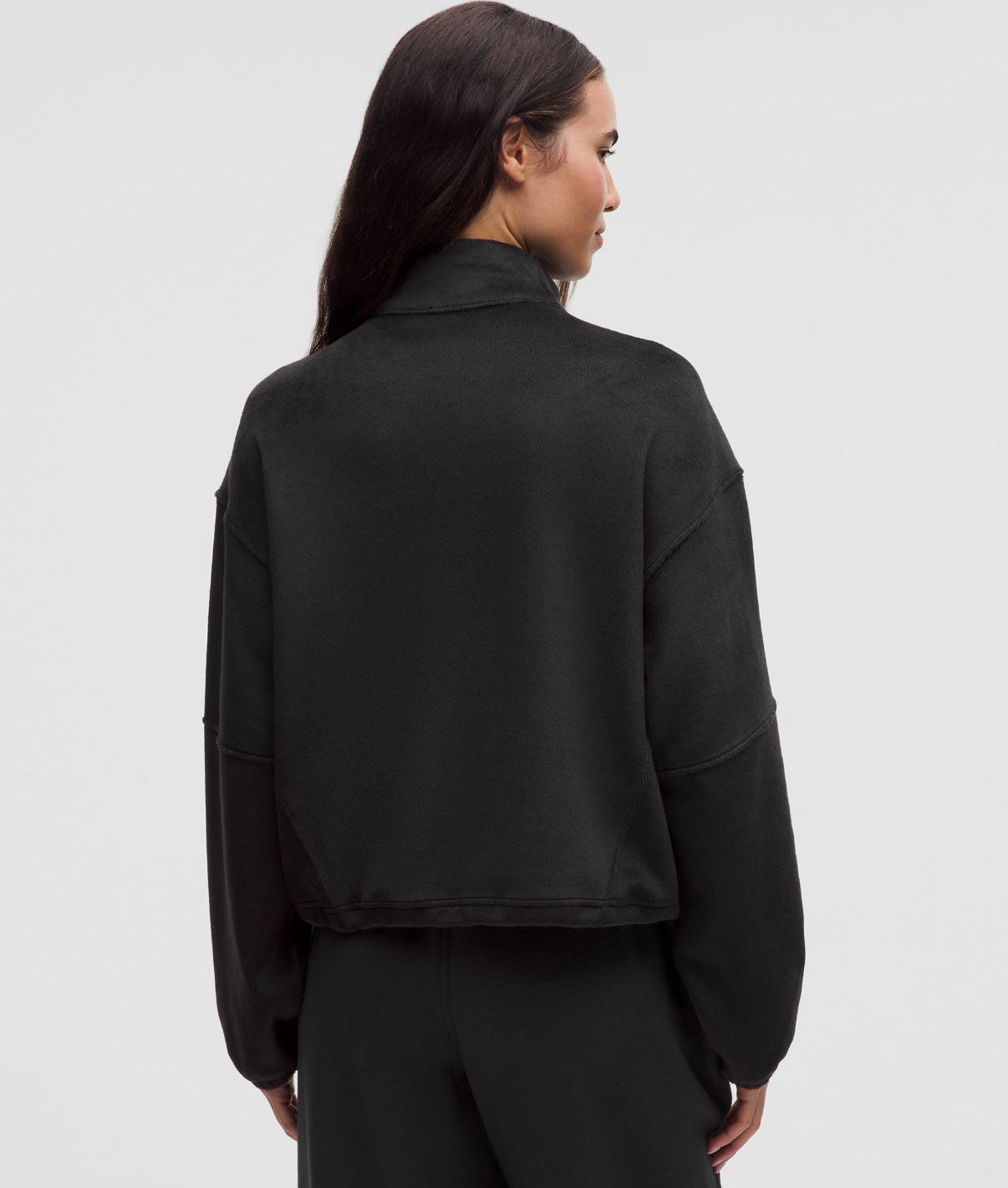 Plush Velor Oversized Half Zip Black