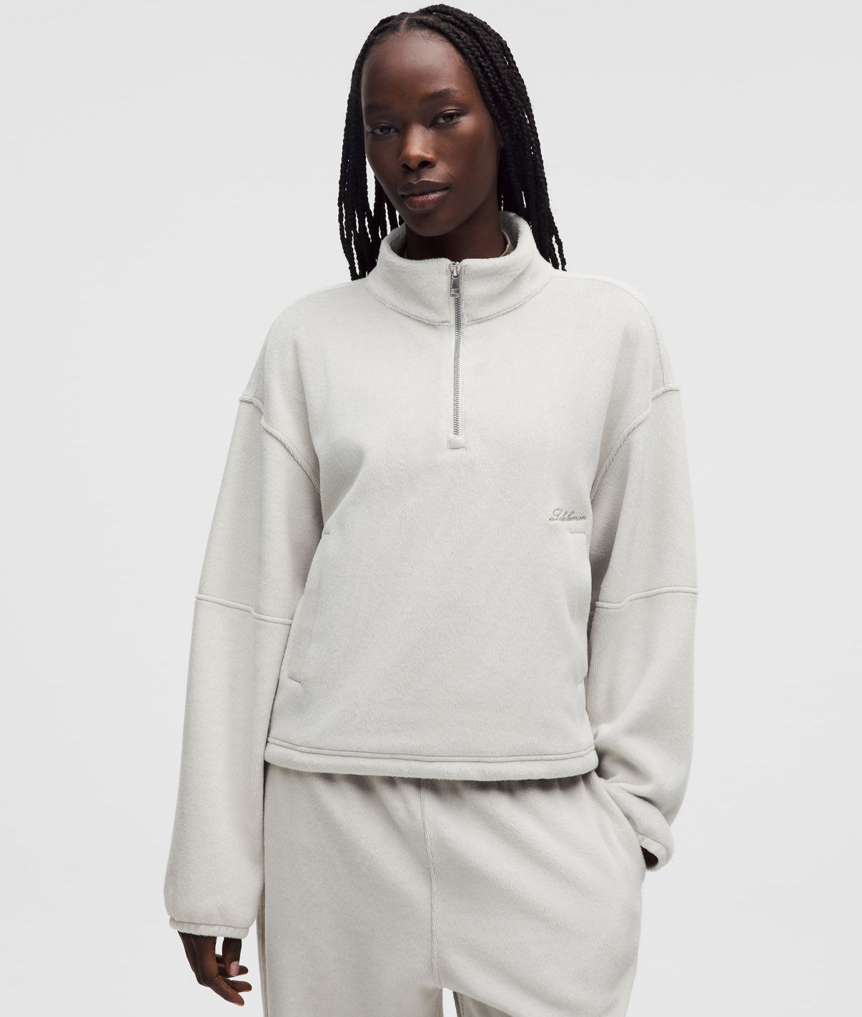 Scuba Oversized Half Zip Hoodie Riverside/Mirror Silver