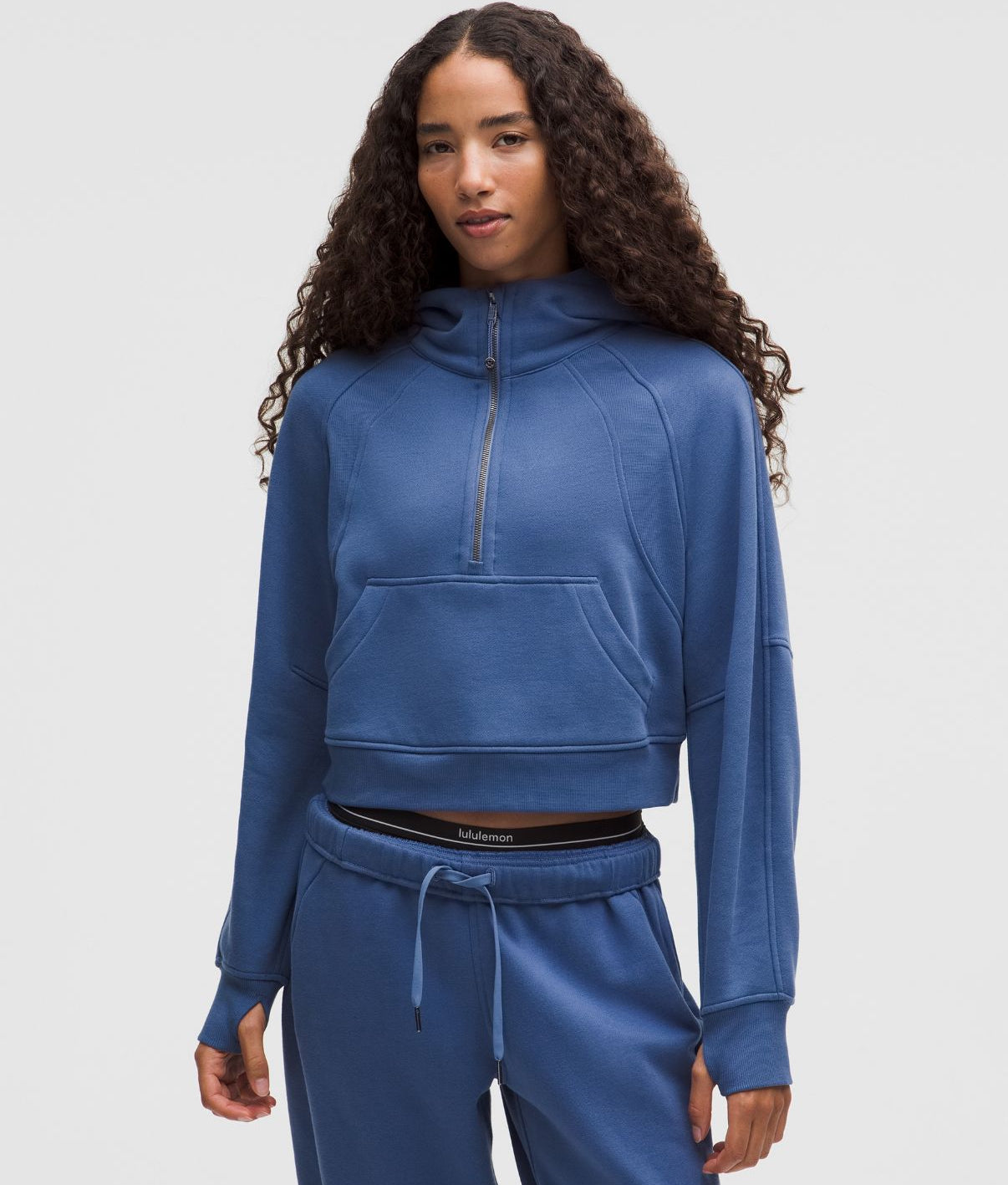 Scuba Oversized Half Zip Hoodie Brilliant Blue
