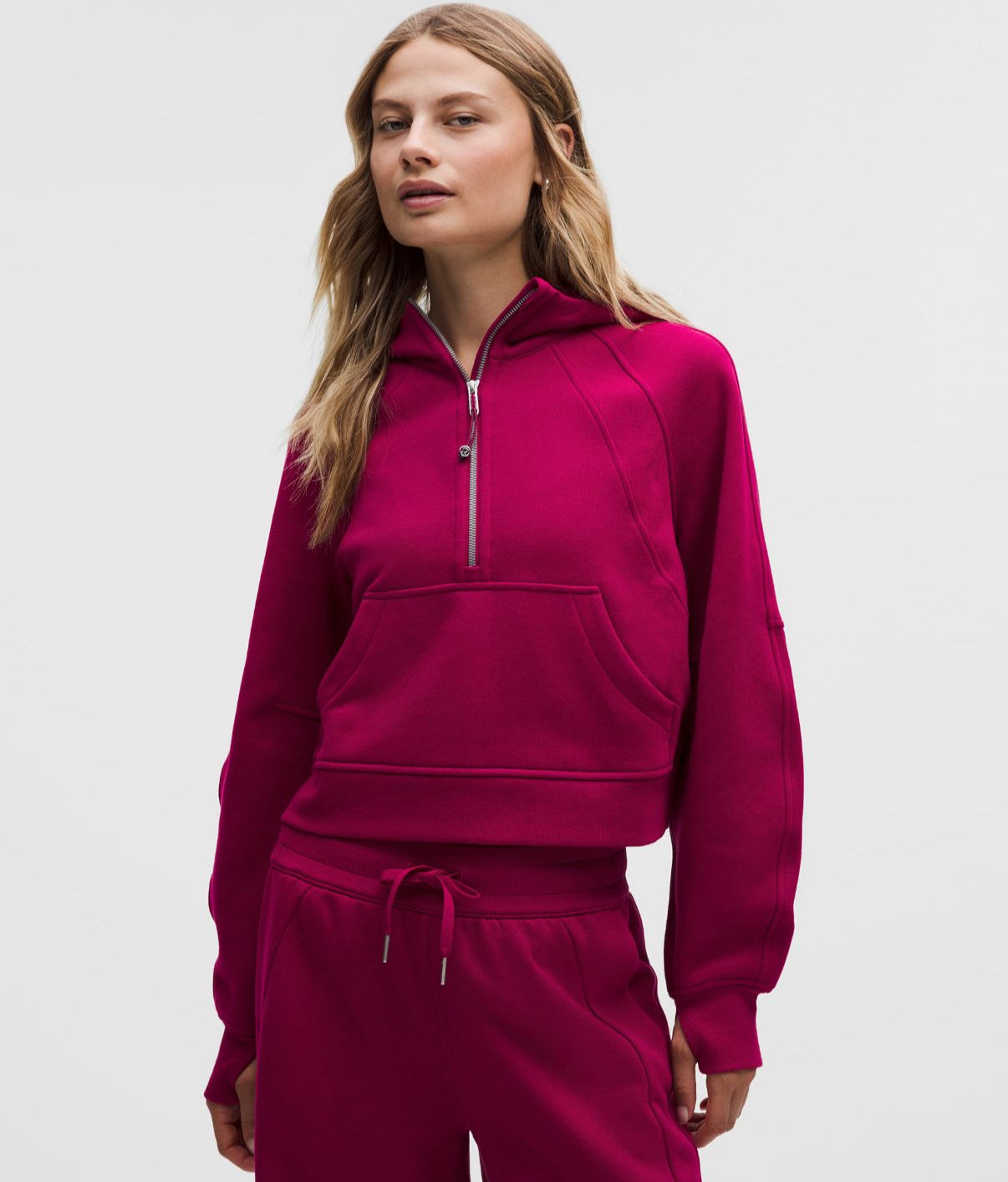 Scuba Oversized Half Zip Hoodie Berry Rumble