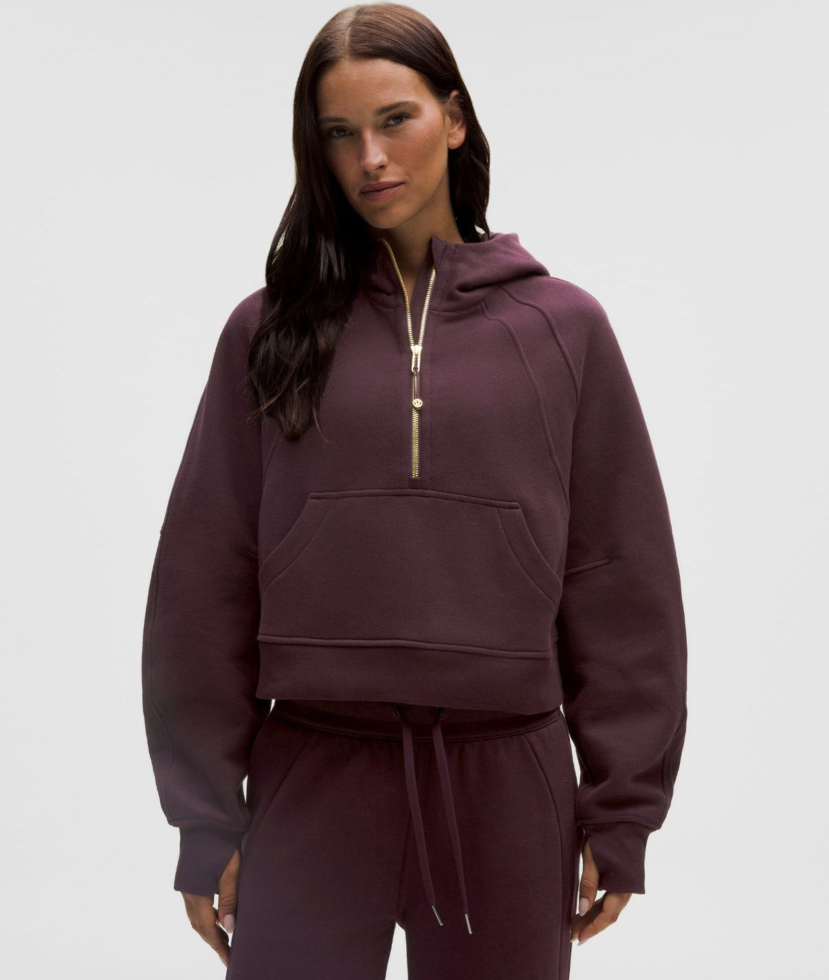 Scuba Oversized Half Zip Hoodie Black Plum/Gold