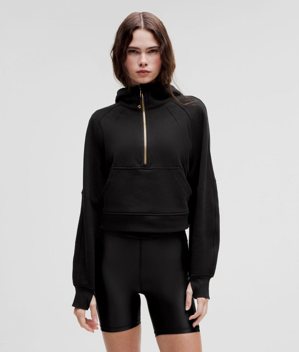 Scuba Oversized Half Zip Hoodie Black/Gold