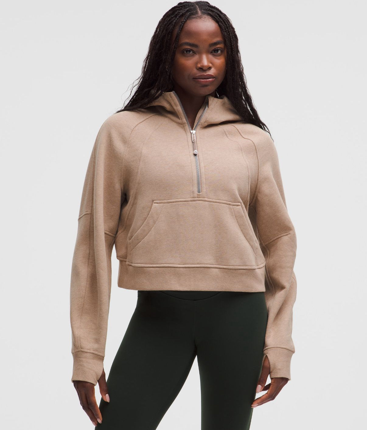 Scuba Oversized Half Zip Hoodie Heathered Nutmeg