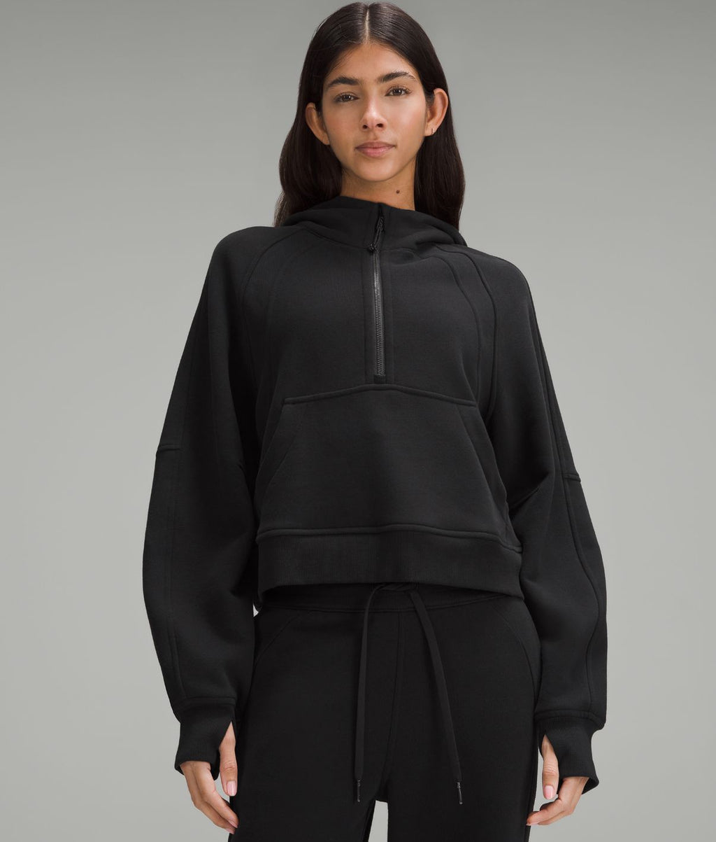 Scuba Oversized Half Zip Hoodie Black