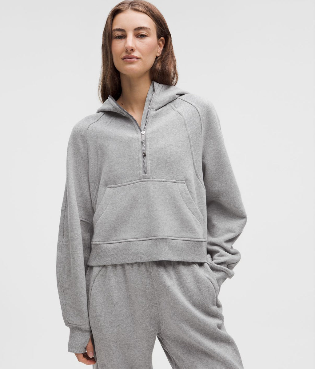Scuba Oversized Half Zip Hoodie Heathered Core Medium Grey
