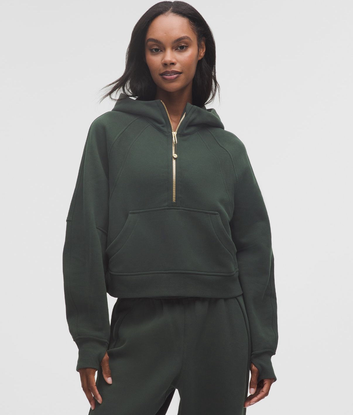 Scuba Oversized Half Zip Hoodie Rainforest Green/Gold