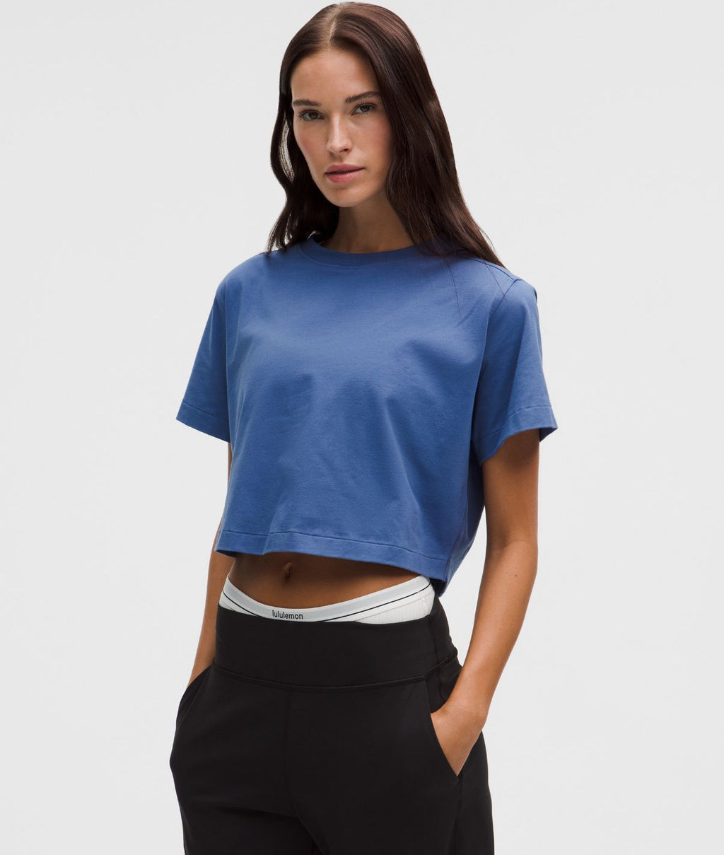 All Yours Organic Cotton Cropped T-Shirt Brilliant Blue
