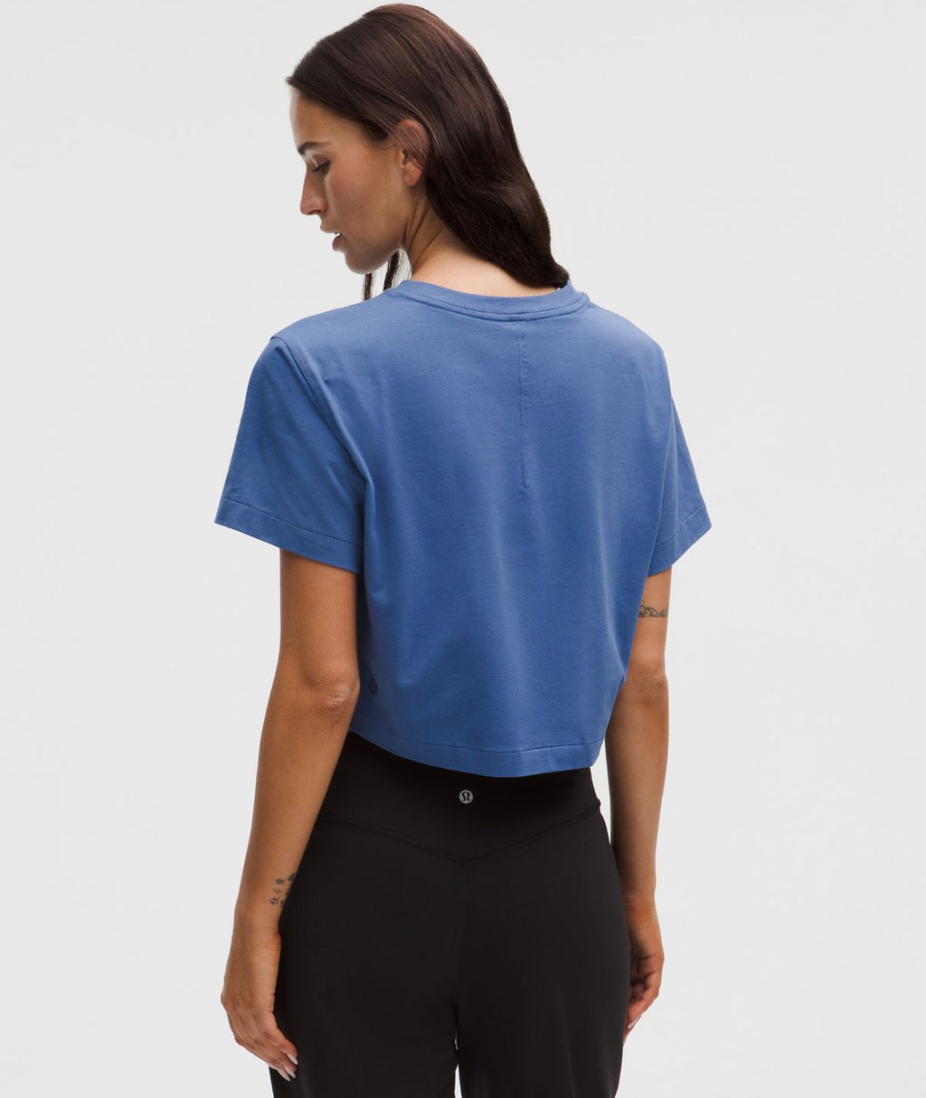 All Yours Organic Cotton Cropped T-Shirt Brilliant Blue