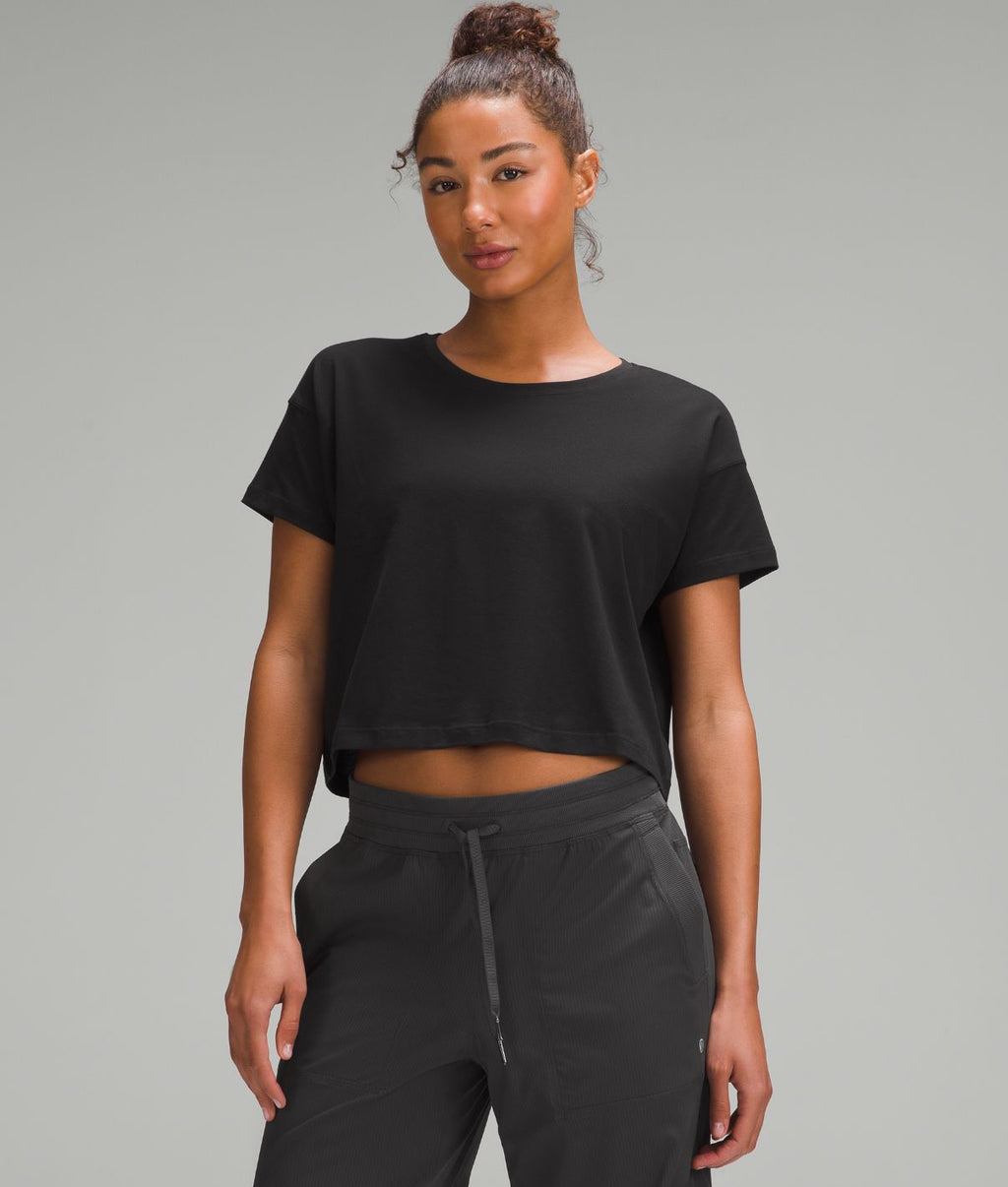 All Yours Organic Cotton Cropped T-Shirt Heathered Core Ultra Grey