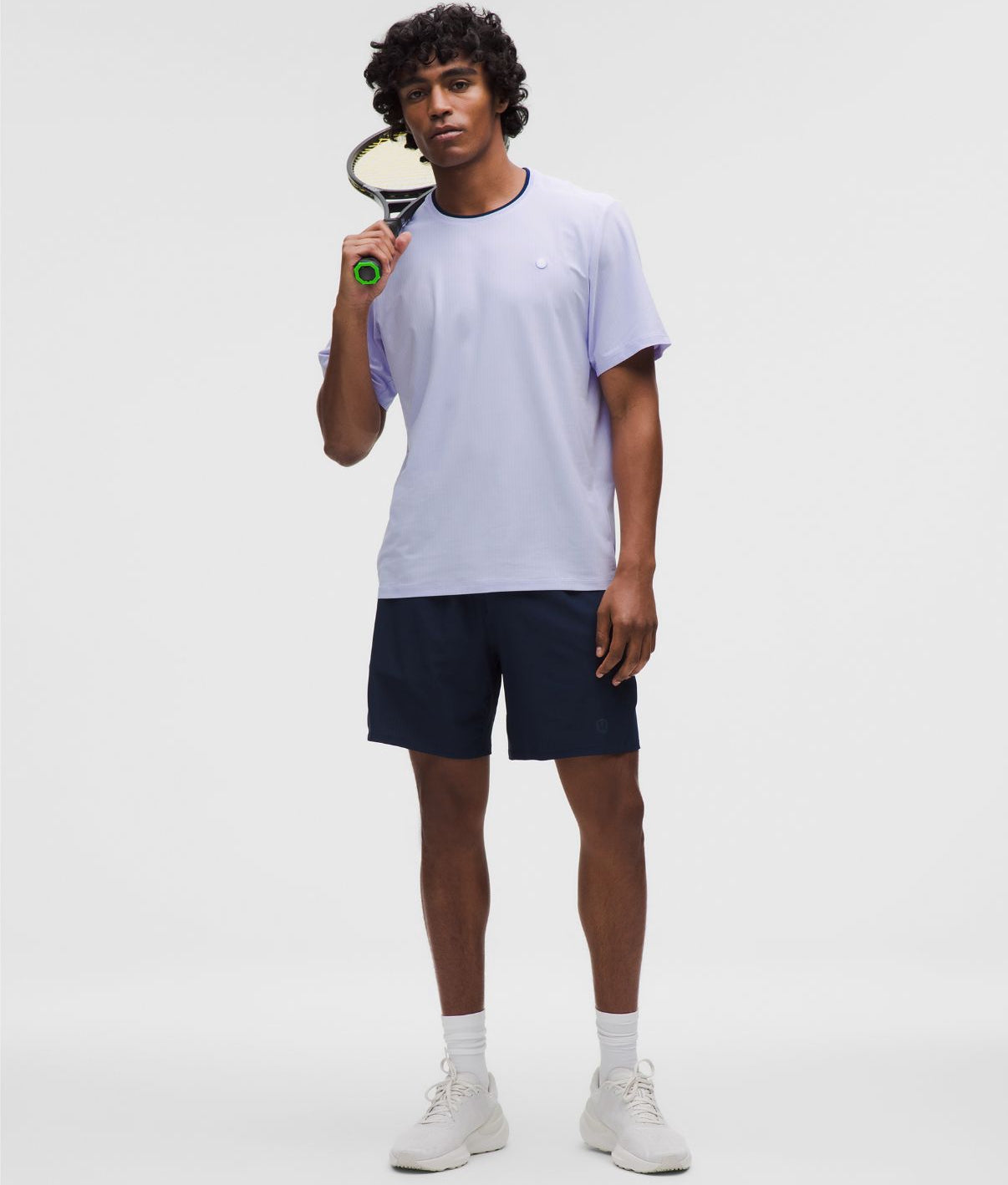 UV-Protective Striped Mesh Tennis T-Shirt Serene Blue