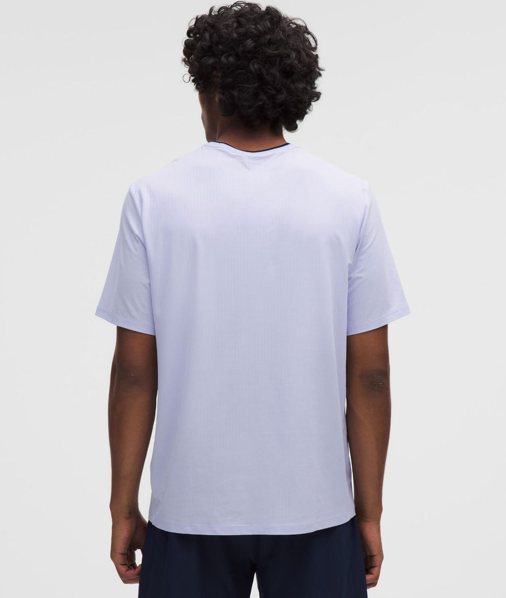 UV-Protective Striped Mesh Tennis T-Shirt Serene Blue