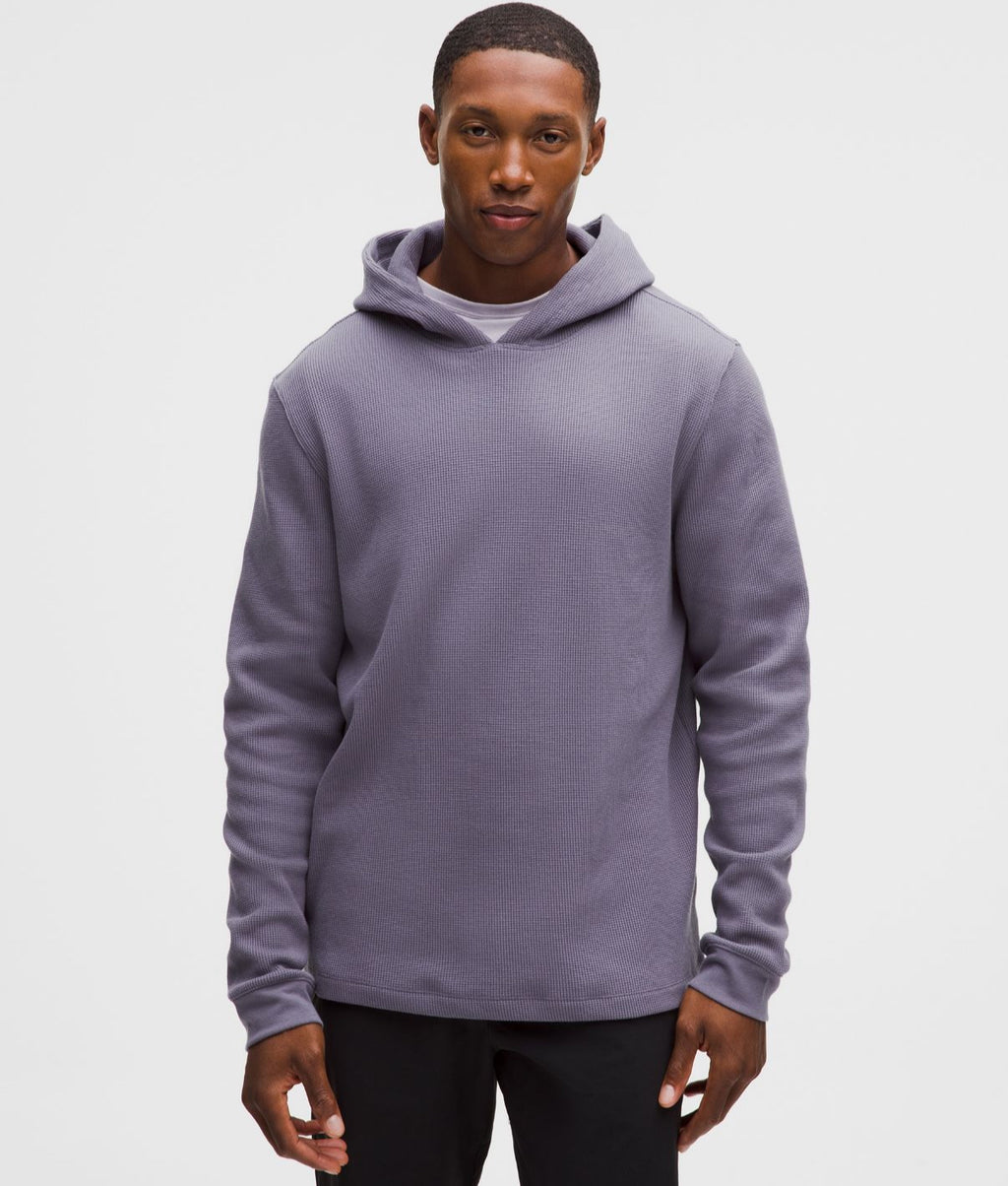 Cotton-Blend Waffle Knit Hoodie Grape Mist