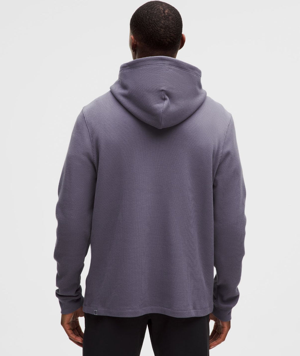 Cotton-Blend Waffle Knit Hoodie Grape Mist