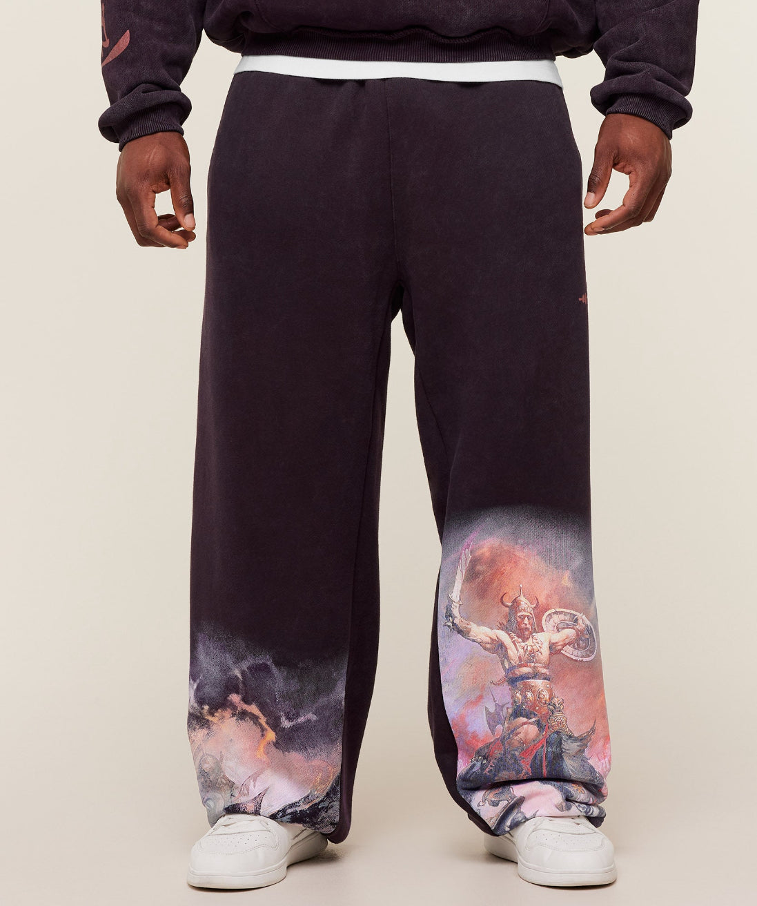 Power x Fratezza Graphic Joggers – Asphalt Grey/Plum Brown