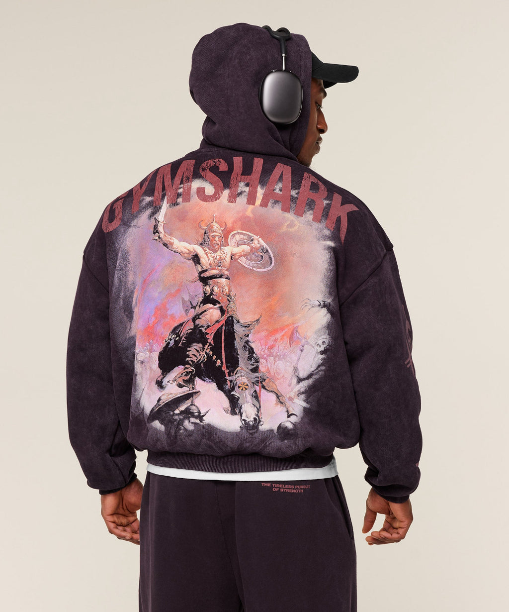 Power x Fratezza Graphic Hoodie – Asphalt Grey/Plum Brown