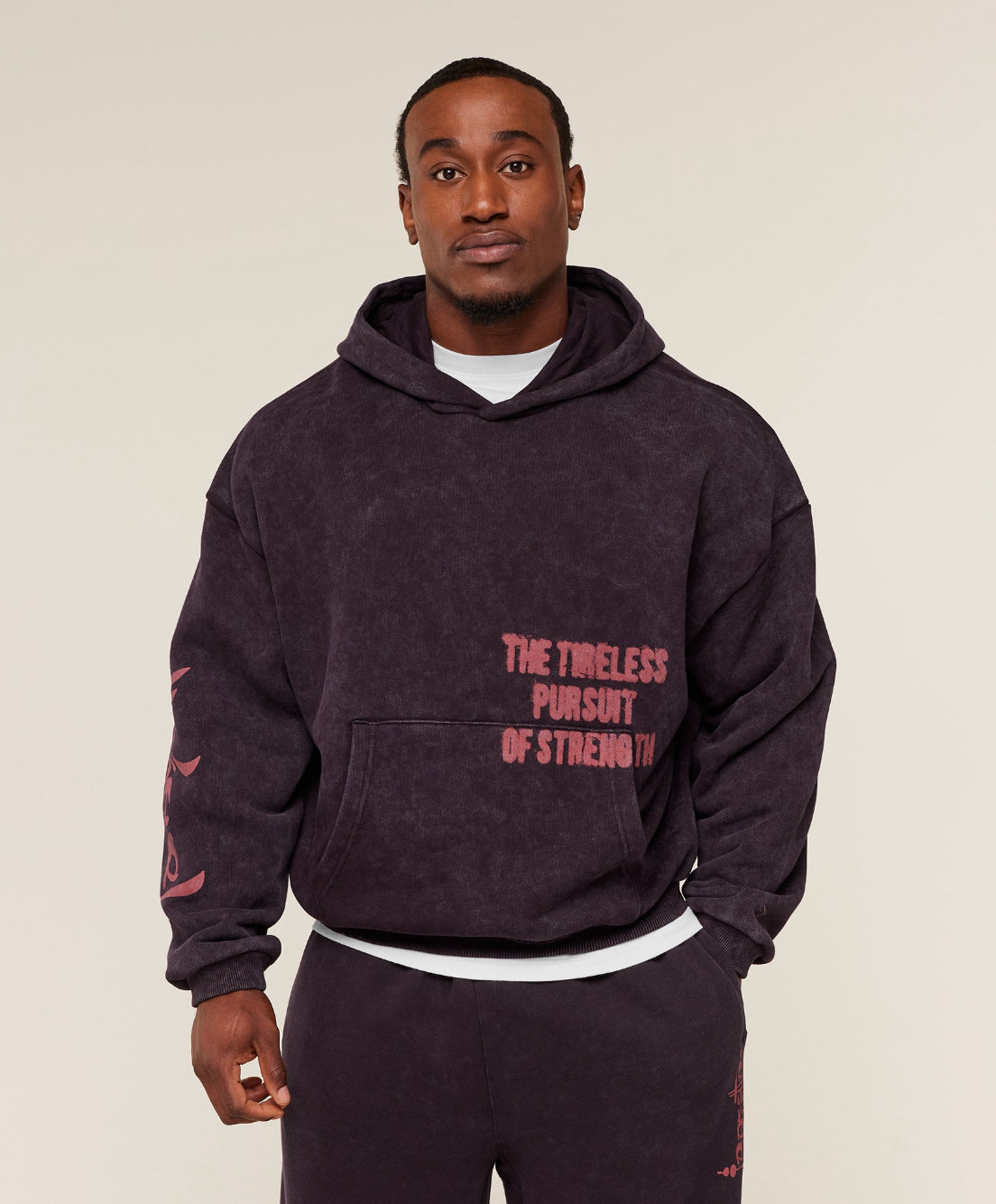 Power x Fratezza Graphic Hoodie – Asphalt Grey/Plum Brown