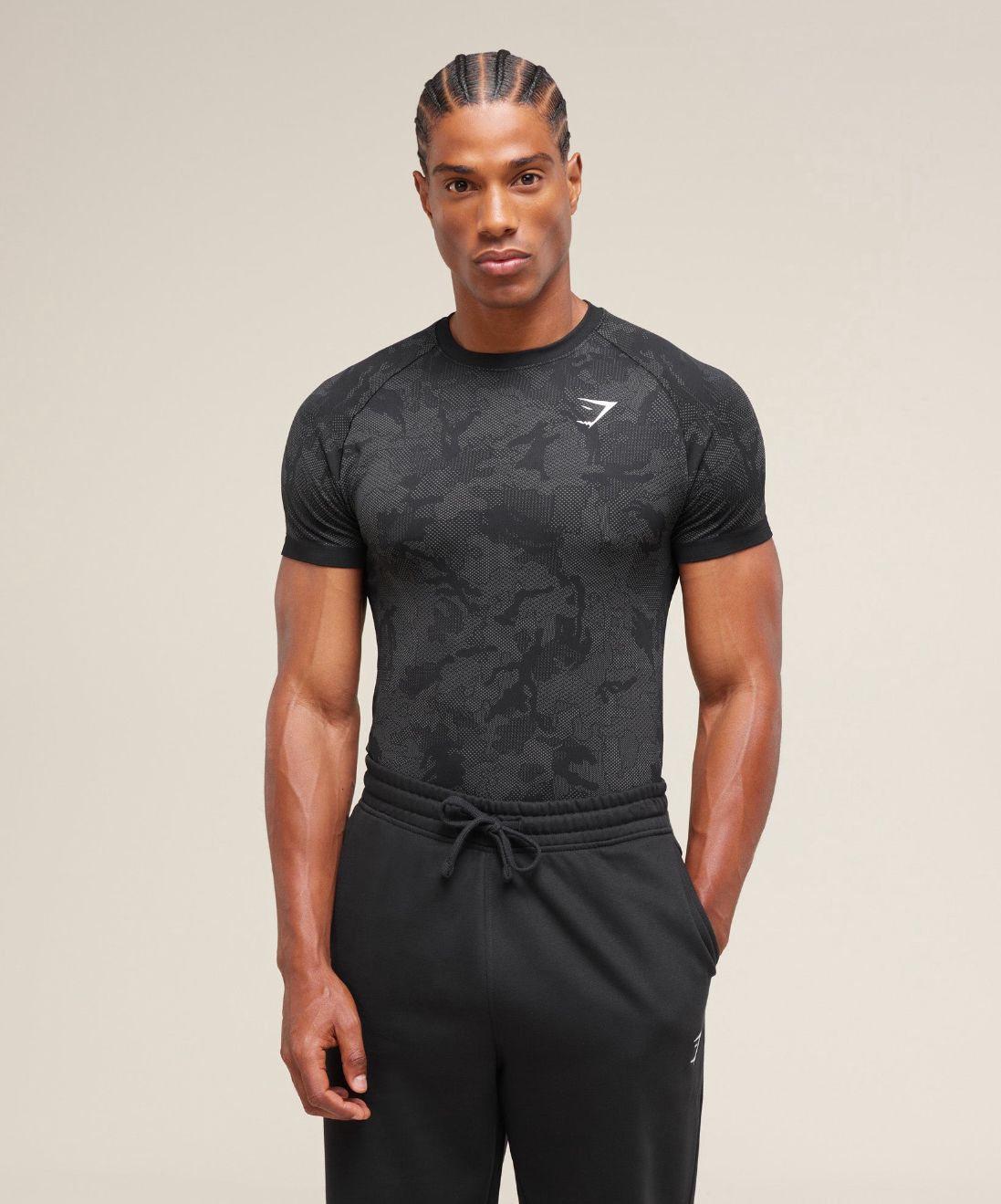 Geo Seamless T-Shirt Black