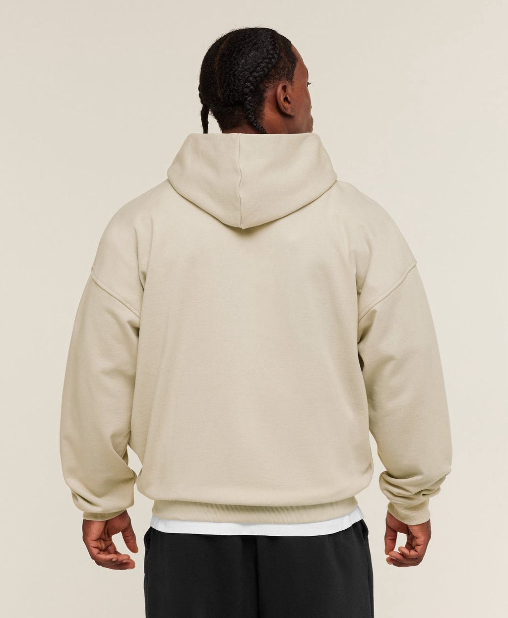 Layered Graphic Zip Up Hoodie Cream