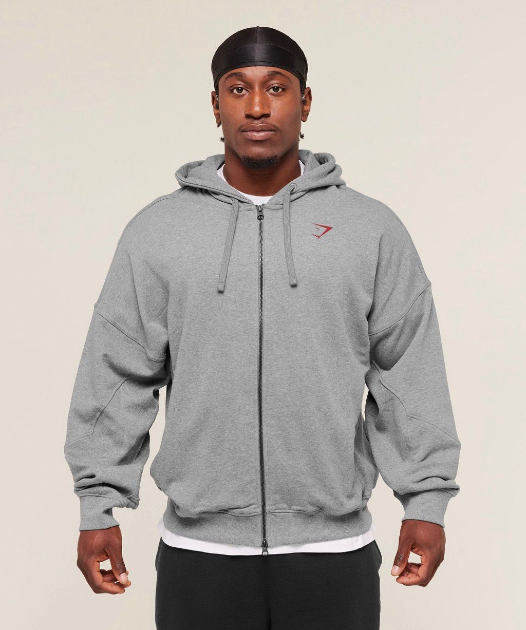 Power Zip Up Hoodie Grey