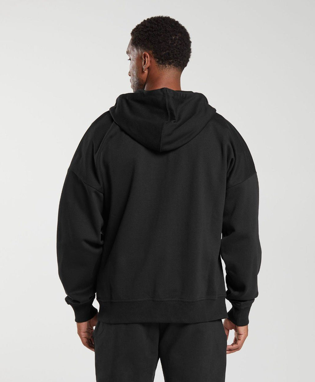 Crest Oversized Zip Up Hoodie Black