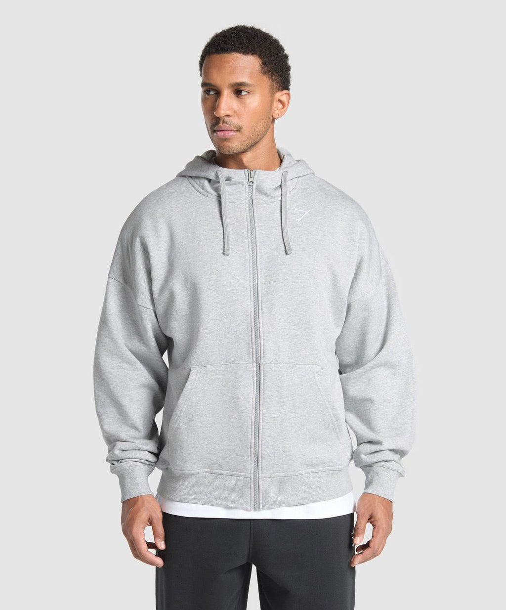 Crest Oversized Zip Up Hoodie Grey