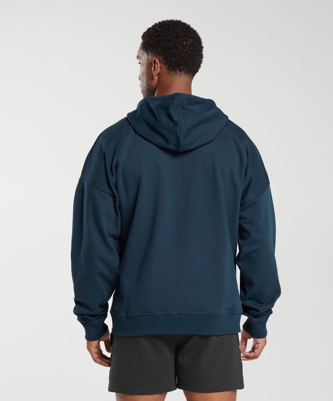 Crest Oversized Zip Up Hoodie Navy Blue