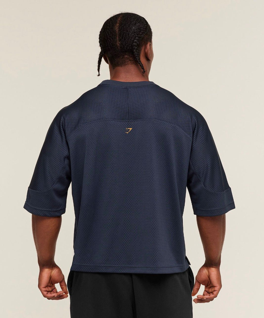 Graphic Mesh Oversized T-Shirt Heavy Blue