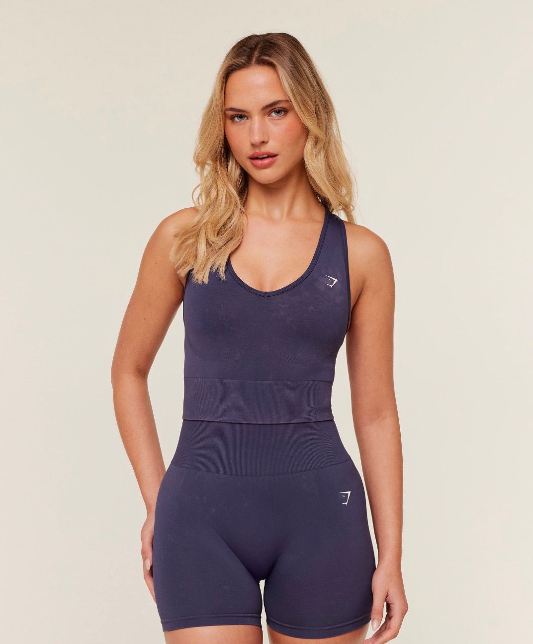 Everyday Seamless Washed Crop Tank Midnight Purple Wash