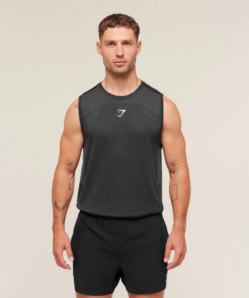 Lightweight Seamless Tank Black Silhouette Grey