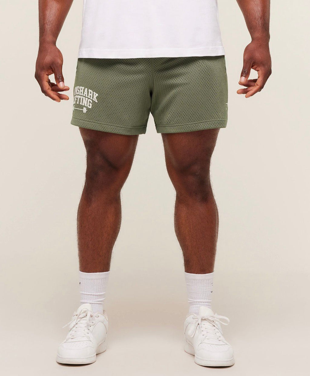 Lifting Barbell Mesh 5” Shorts Base Green