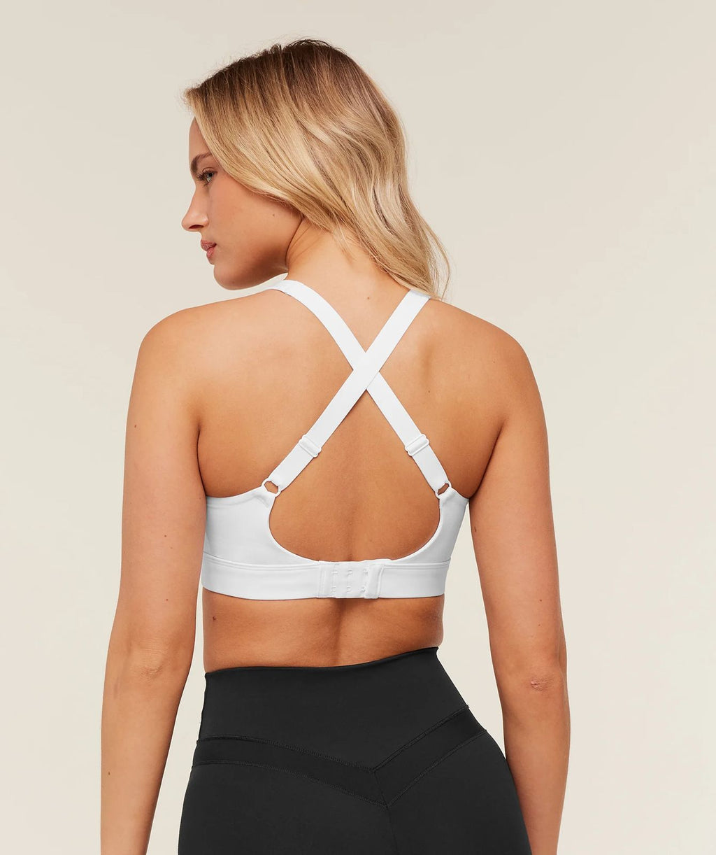 High Support Ruched Sports Bra White