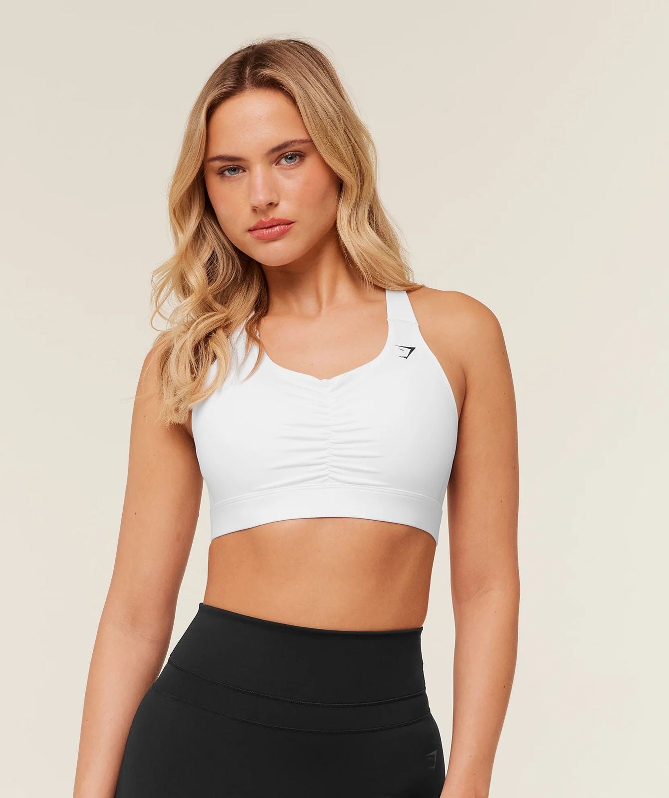 High Support Ruched Sports Bra White