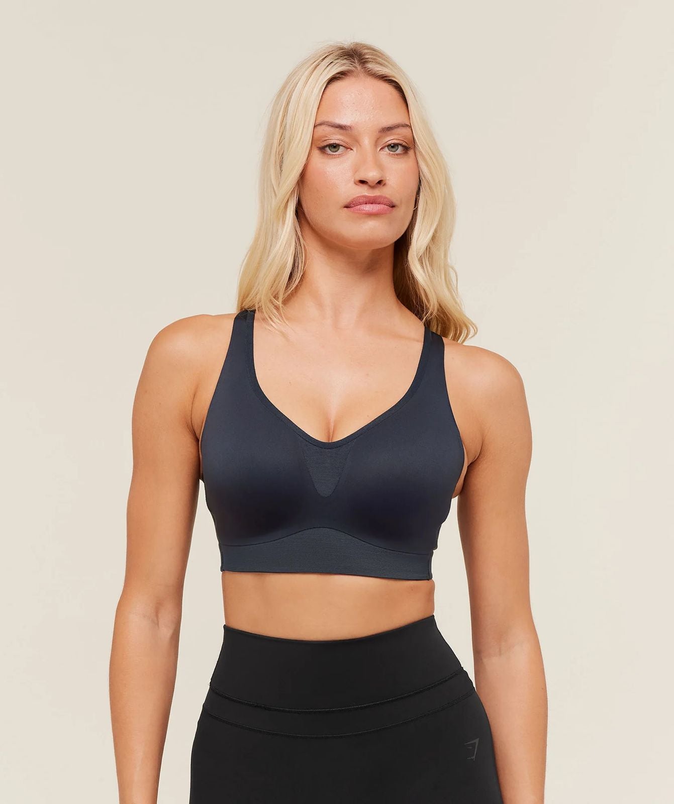 High Support V-Neck Sports Bra Heavy Blue