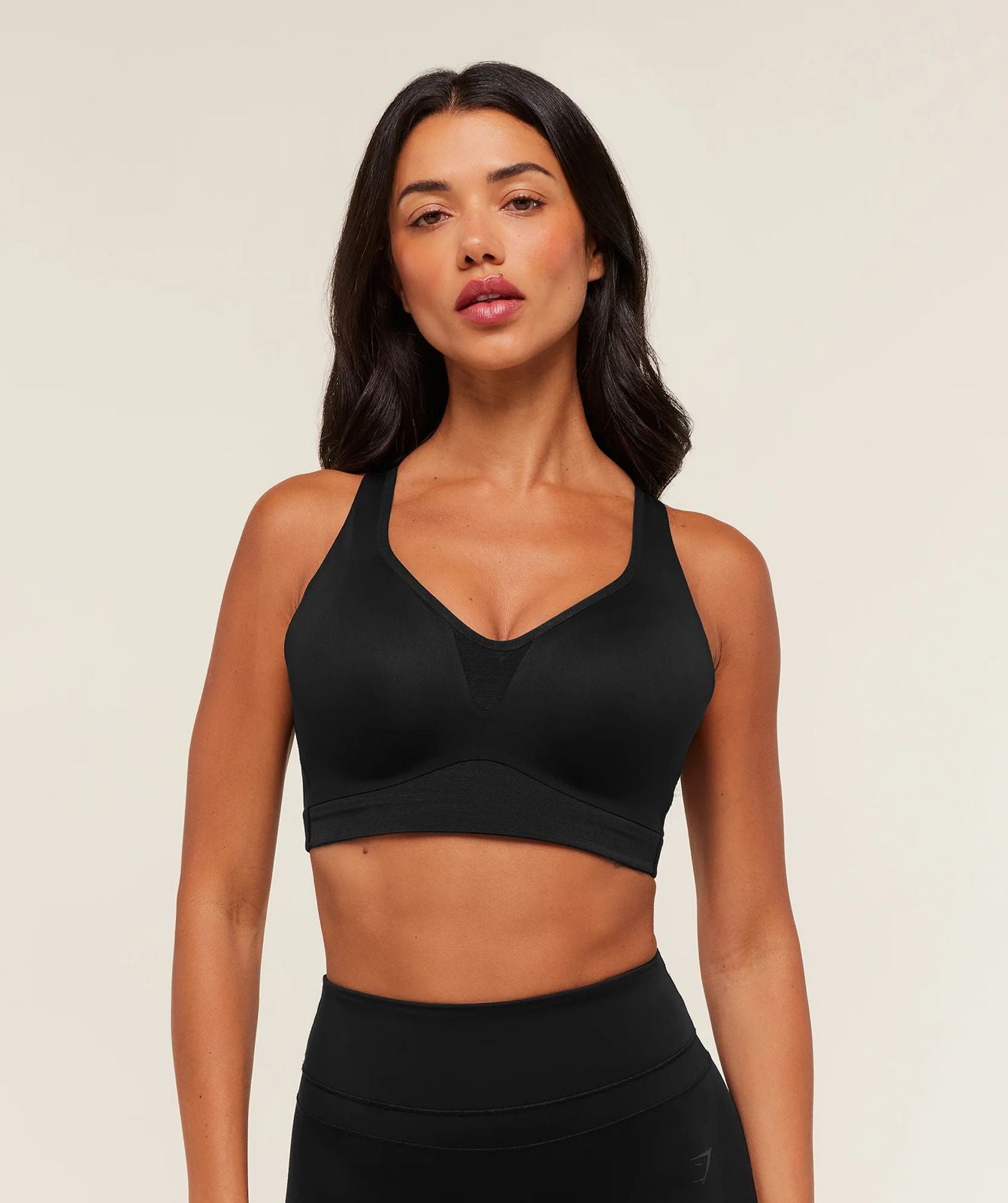 High Support V-Neck Sports Bra Black