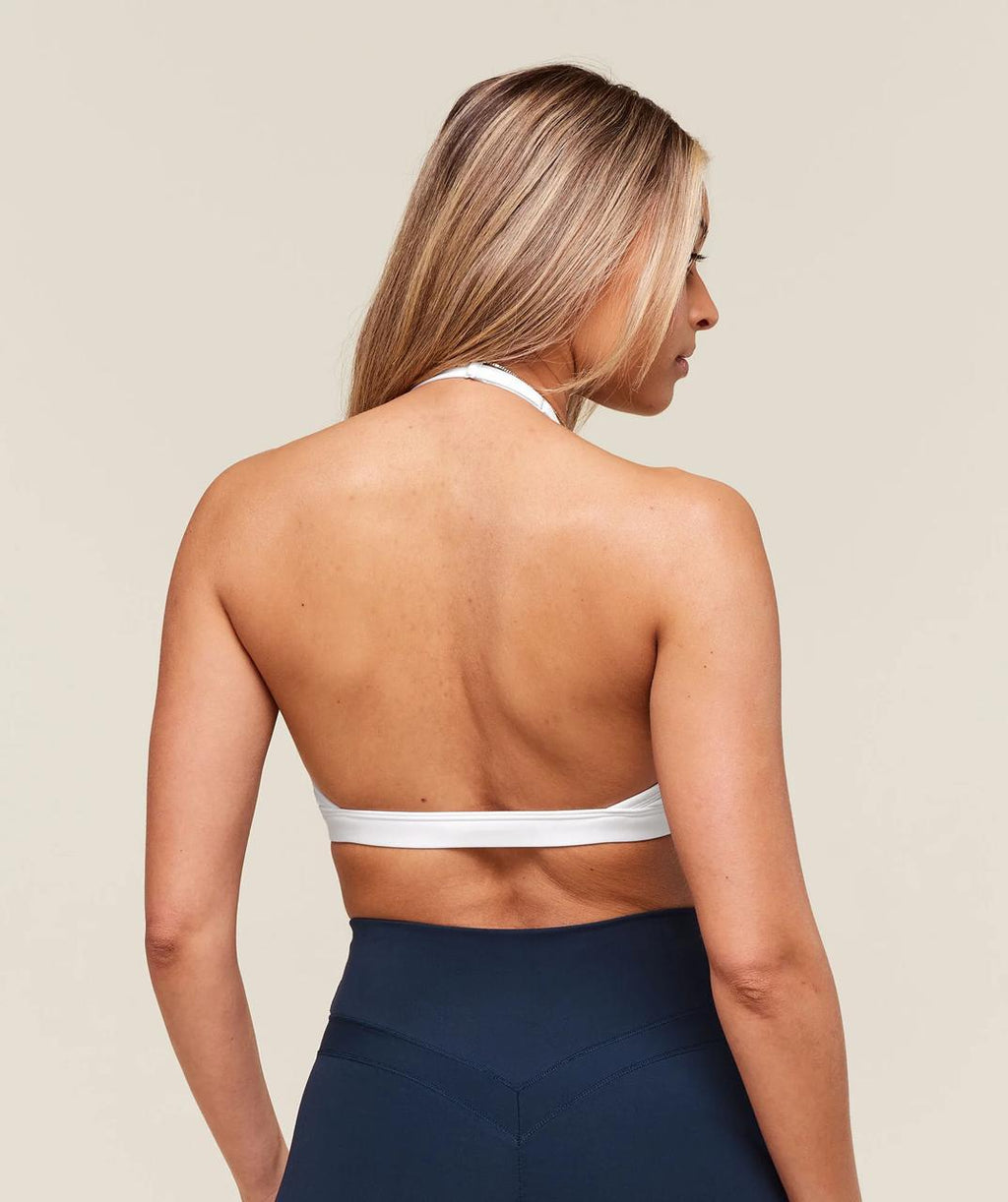 Minimal Halterneck Sports Bra White