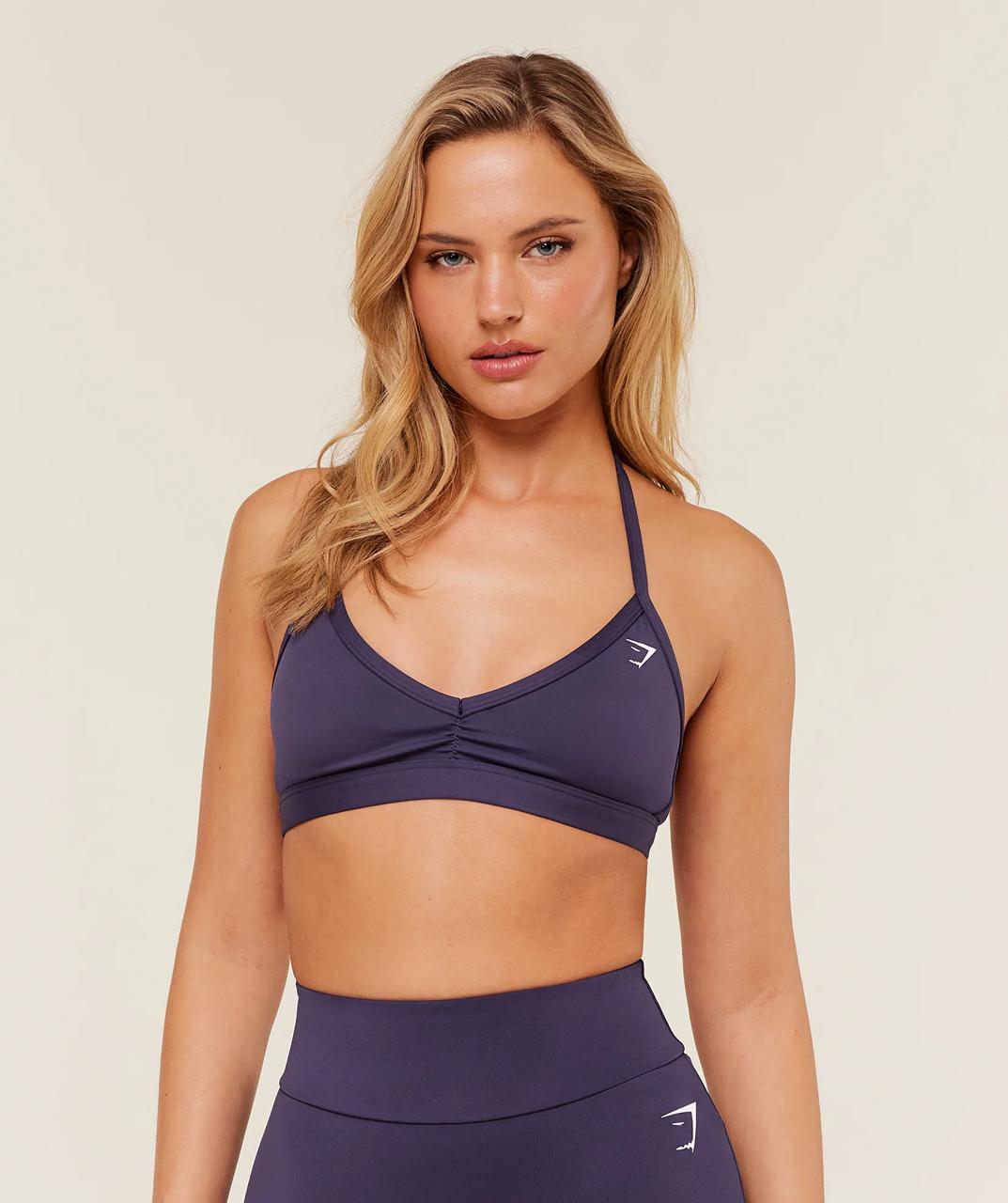 Minimal Halterneck Sports Bra Midnight Purple
