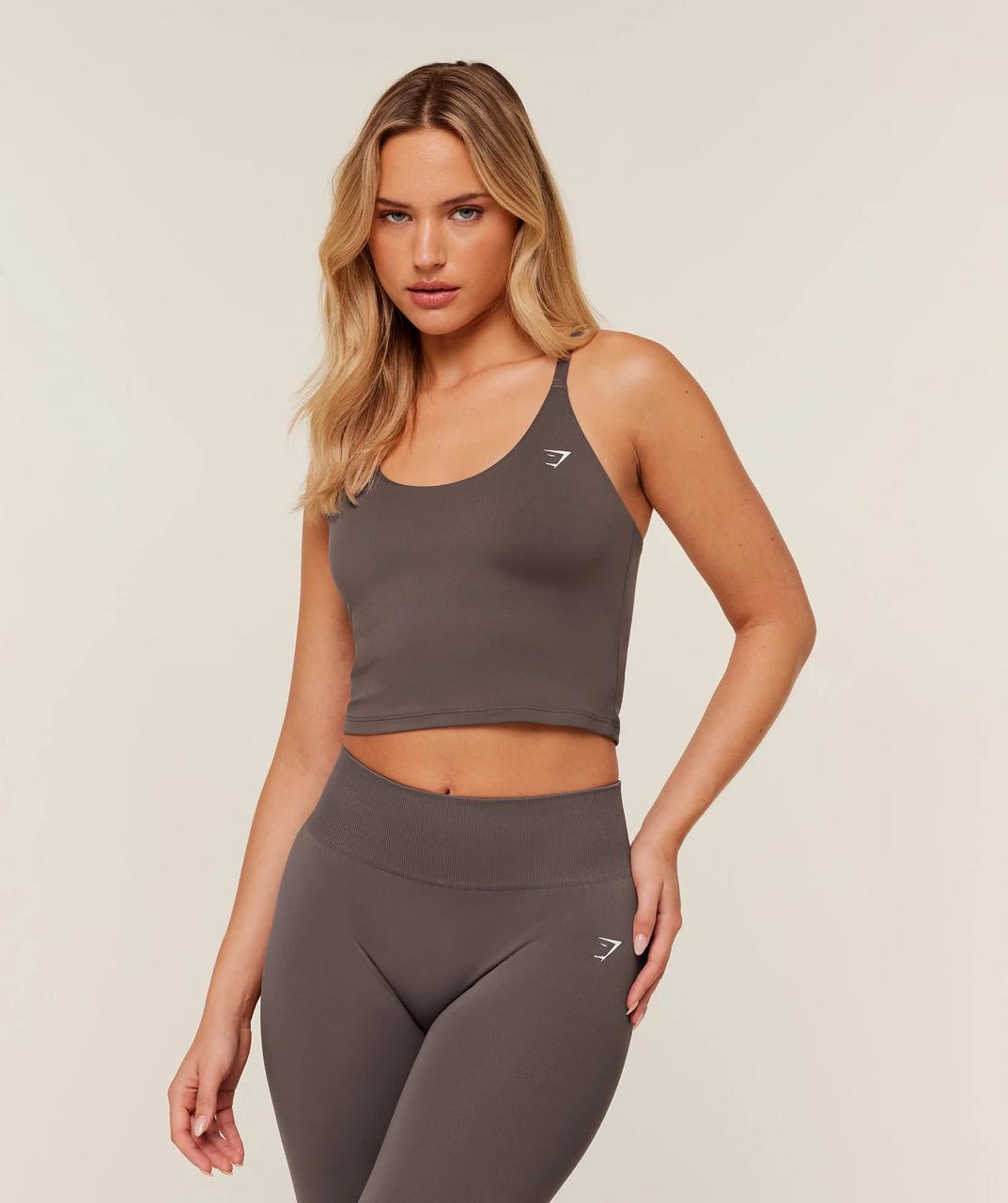 Training Cami Tank With Shelf Cool Brown