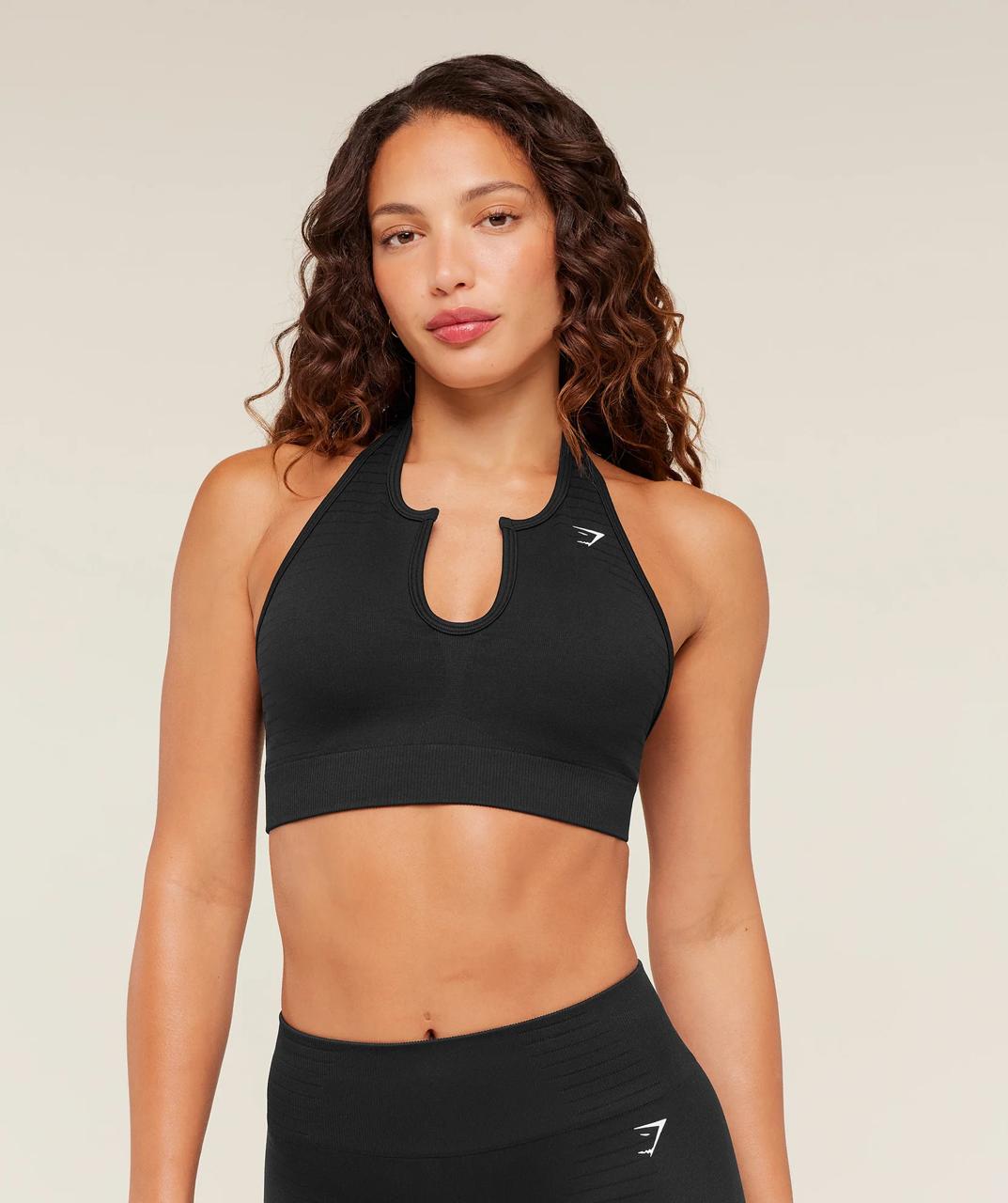 Steel Seamless Halter Neck Bra GS Black