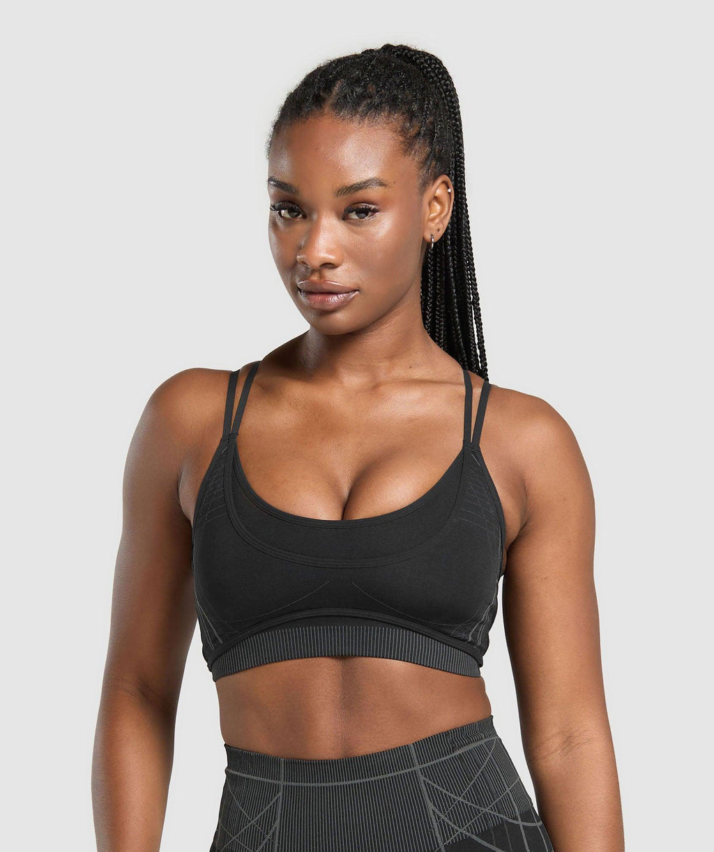 Apex Seamless Strappy Sports Bra Black/Graphite Grey