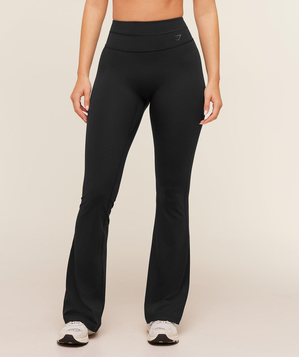 Crossover Back Flared Leggings Black