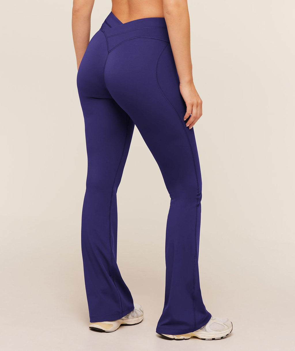 Crossover Back Flared Leggings Indigo Purple