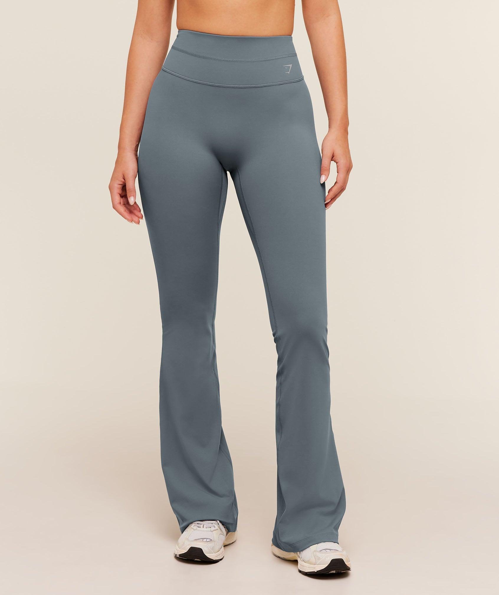Crossover Back Flared Leggings Iron Blue