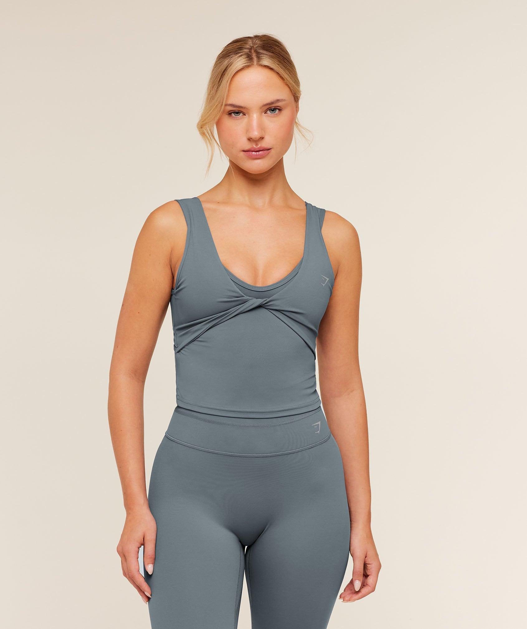 Crossover Back Tank Iron Blue