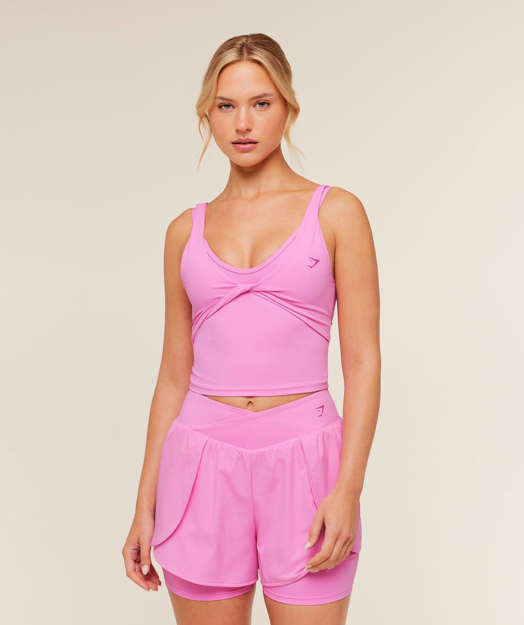 Crossover Back Tank Pink