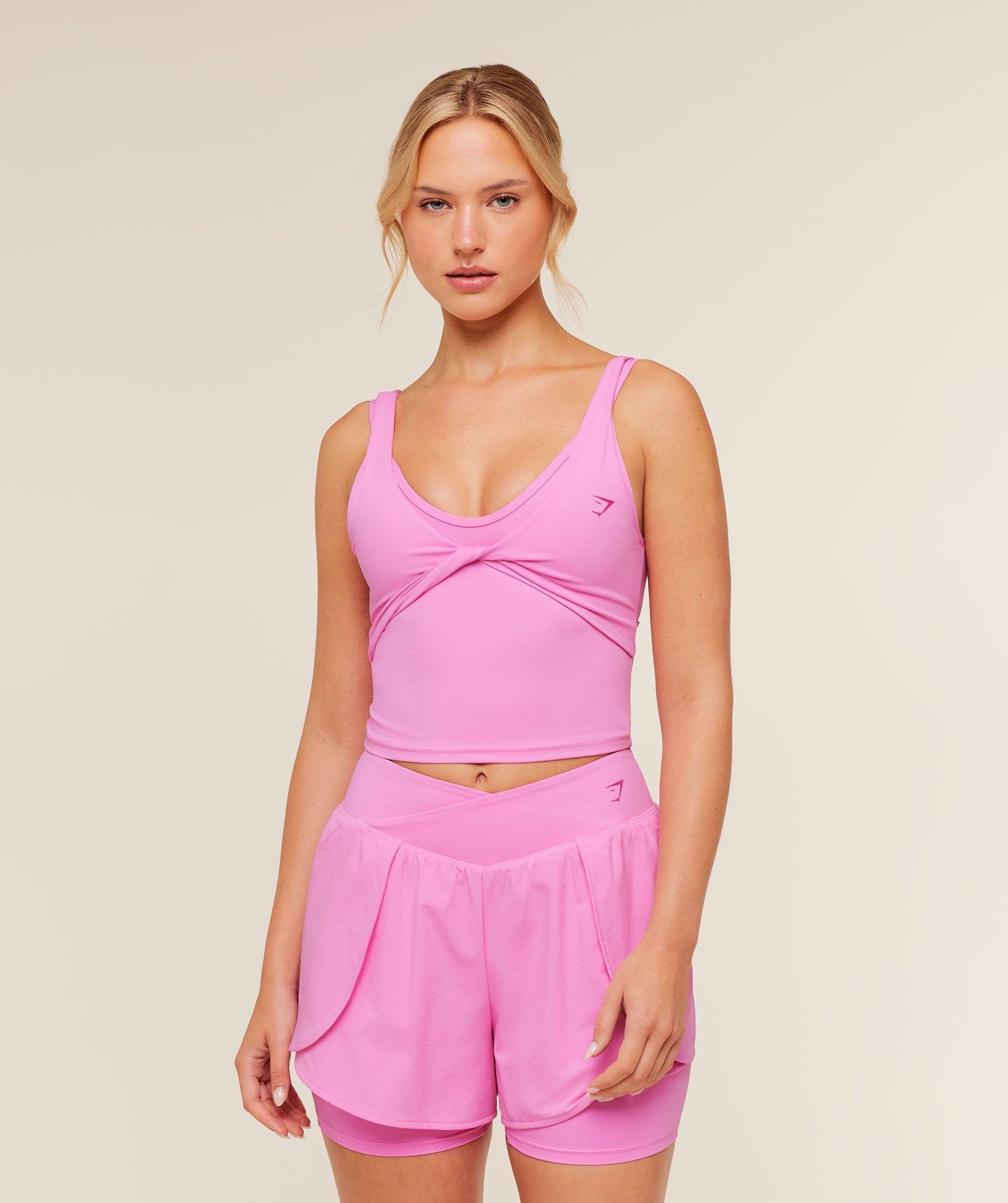Crossover Back Tank Pink