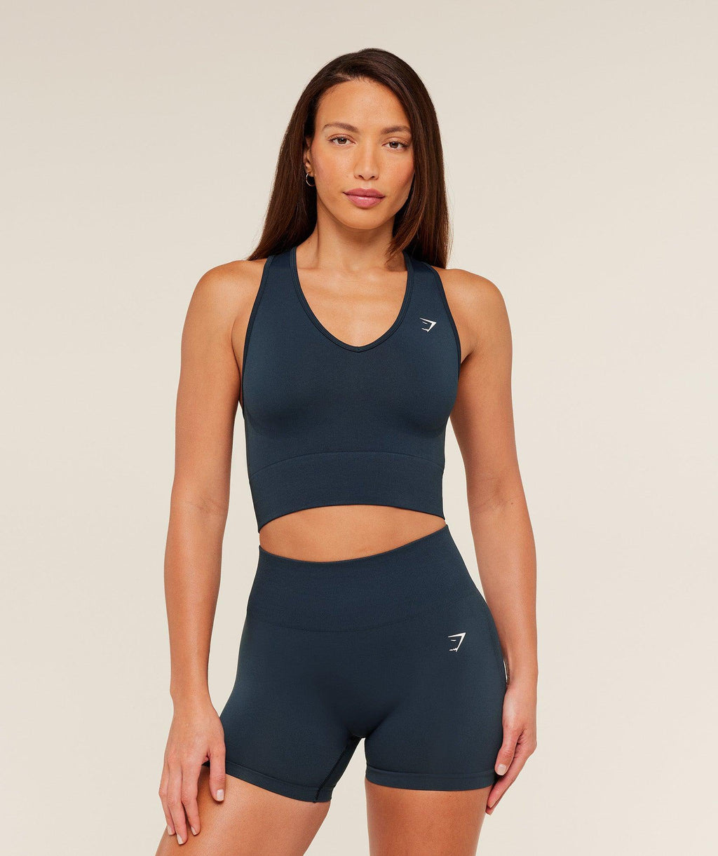 Everyday Seamless Crop Tank Navy