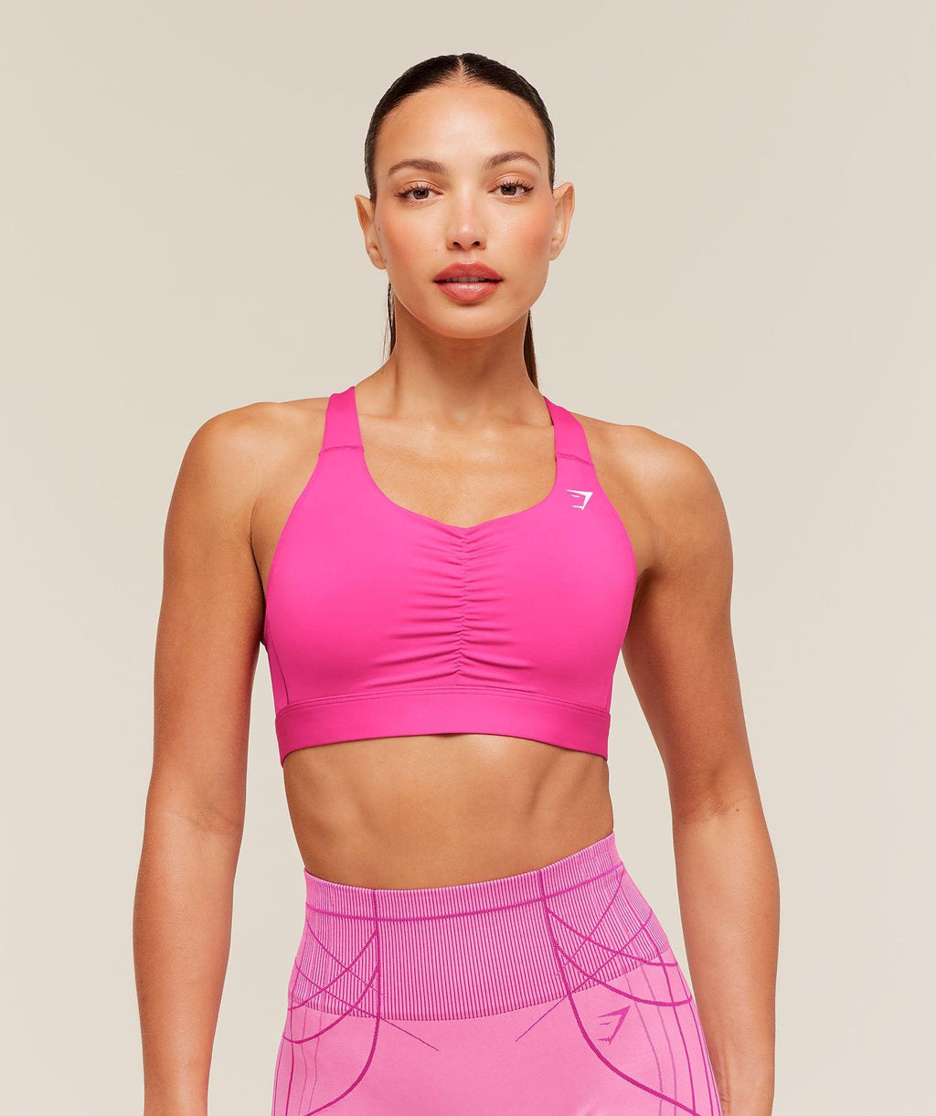 High Support Ruched Sports Bra Super Set Pink