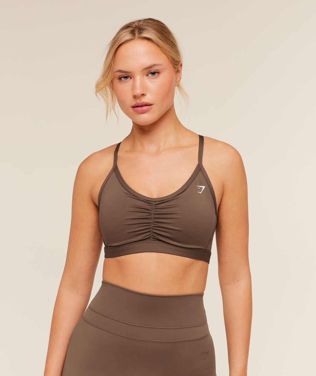 Ruched Sports Bra Soft Brown